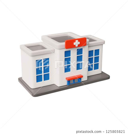 3D vector illustration of hospital building with medical cross. 125803821