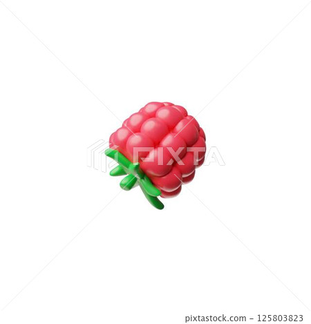 3D vector illustration of red ripe raspberry, sweet berry. 125803823