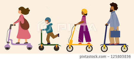 People set on electric scooters 125803836