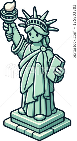 可愛變形的自由女神像插圖 125803883