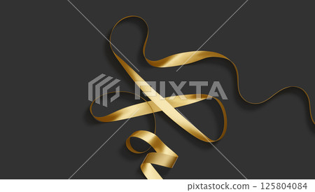 Blank gold satin ribbon mockup, dark background Blank gold satin ribbon mockup, dark background 125804084