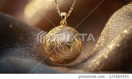 精美雕刻的香檳金吊墜 125804303