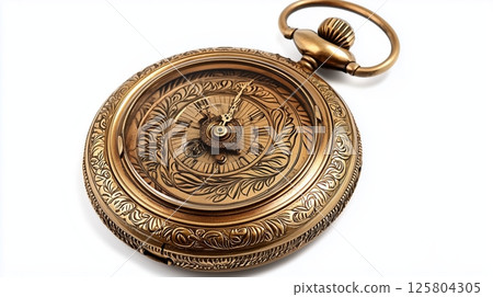 復古懷錶背面刻有山景 125804305