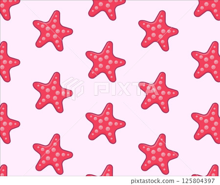 A pattern of pink starfish. Hand drawing. Vector elements of sea inhabitants A pattern of pink starfish. Hand drawing. Vector elements of sea inhabitants 125804397