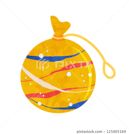 Yellow yo-yo for the summer festival watercolor texture vector illustration 125805169