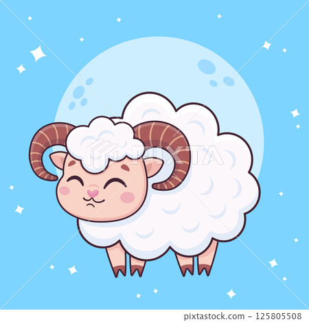 Cute cartoon sheep. Aries zodiac sign. Vector illustration Cute cartoon sheep. Aries zodiac sign. Vector illustration 125805508