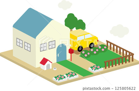土地和房屋的時尚三維插圖 125805622