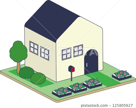 Land and house isometric 125805627
