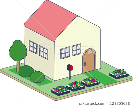 Land and house isometric illustration 125805628