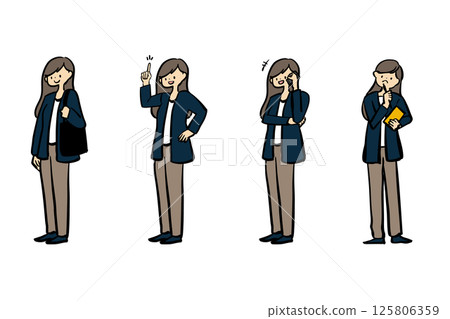 Full body set illustration of a female business person Full body set illustration of a female business person 125806359