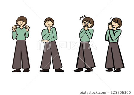 Full body set illustration of a female business person 125806360