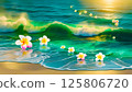 Plumeria and the emerald green sea 125806720