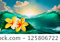 Plumeria and the emerald green sea 125806722