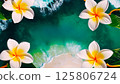 Plumeria and the emerald green sea 125806724