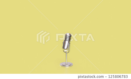 The Vintage microphone on yellow Background 3d Rendering. 125806783