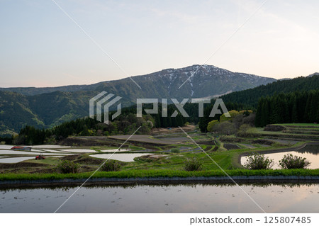 Beautiful scenery of the rice terraces of Bekku, Yabu city, Hyogo prefecture, Japan Beautiful scenery of the rice terraces of Bekku, Yabu city, Hyogo prefecture, Japan 125807485
