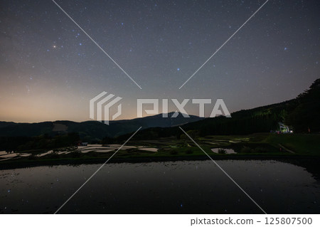 Beautiful scenery of the rice terraces of Bekku, Yabu city, Hyogo prefecture, Japan 125807500