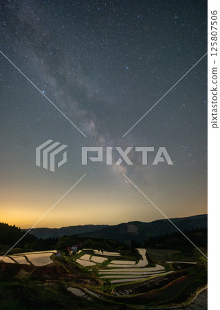 Beautiful scenery of the rice terraces of Bekku, Yabu city, Hyogo prefecture, Japan 125807506