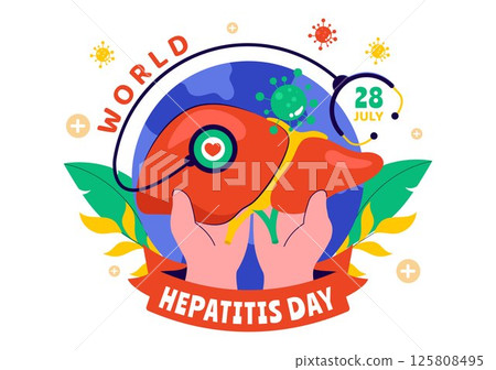 World Hepatitis Day Vector Illustration on July 28 Featuring a Patient, Diseased Liver, Liver Cancer, and Cirrhosis in a Healthcare Theme Background 125808495