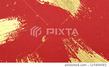 Firefly rich red paper with decorative gold foil brush strokes creates abstract and elegant design, perfect for adding touch of sophistication to any project Firefly rich red paper with decorative gold foil brush strokes creates abstract and elegant design, perfect for adding touch of sophistication to any project 125808563