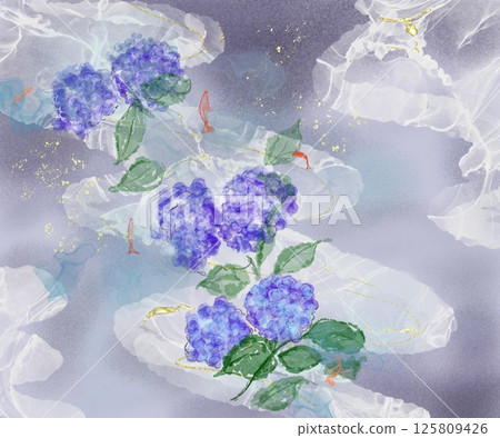 繡球花與金魚-月光水景 繡球花與金魚-月光水景 125809426