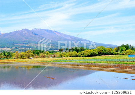 五月的淺山和高原菜田 信州的山脈 信州的自然風光 信州的風景 五月的淺山和高原菜田 信州的山脈 信州的自然風光 信州的風景 125809621
