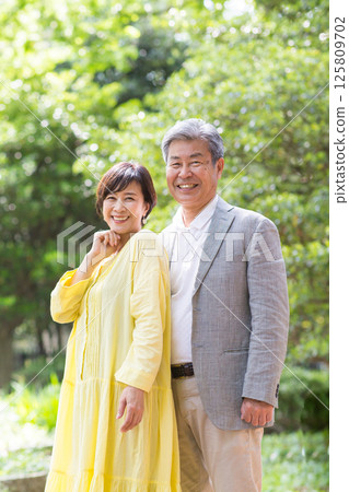 Senior couple enjoying the fresh greenery, couple, middle-aged, date, walk 125809702