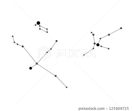 Simple monochrome line drawing illustration of the Summer Triangle (constellation lines only) 125809725