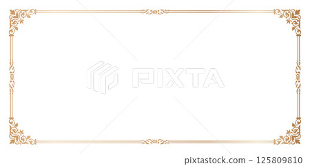 decorative corner element Elegant Gold Ornate Frame border on a white backgrounds for Certificates and Invitations, certificate of completion template, Presentations, User interface ads, collages 125809810