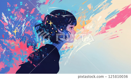 豐富多彩的抽象圖案和女性形象 125810036