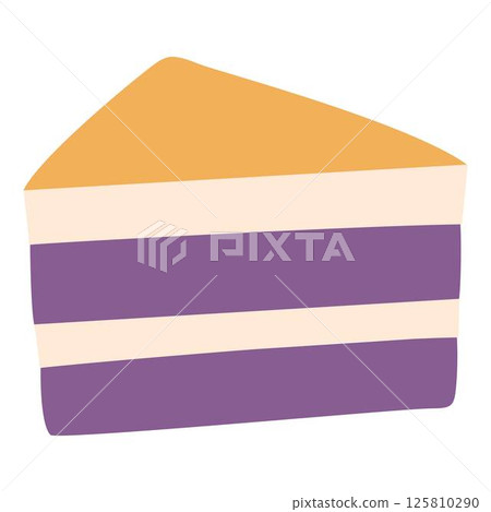 Slice Of Ube Biko Cake With Yema Topping 125810290