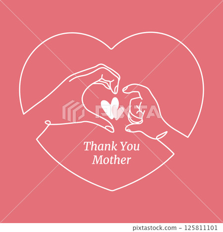Line art of a mother and child holding hands Line art of a mother and child holding hands 125811101