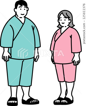 肥胖男女夫婦穿著檢查服 125811376