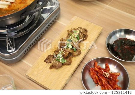 Korean meat dish. Grilled pork 125811412