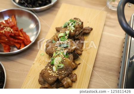 Korean meat dish. Grilled pork 125811426