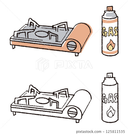 Pen-drawn portable stove 125811535