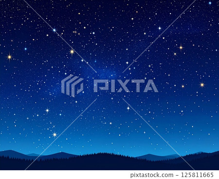 夜空中繁星閃爍、寂靜無聲的世界 夜空中繁星閃爍、寂靜無聲的世界 125811665
