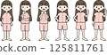 Set of long-haired women in pajamas 125811761