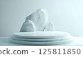 Abstract Minimalist Marble Display Stand with Rocks 125811850