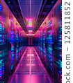 Server Room Corridor With Neon Lights 125811852