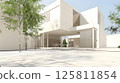 Modern Minimalist Concrete House with Minimalist Design and Courtyard 125811854