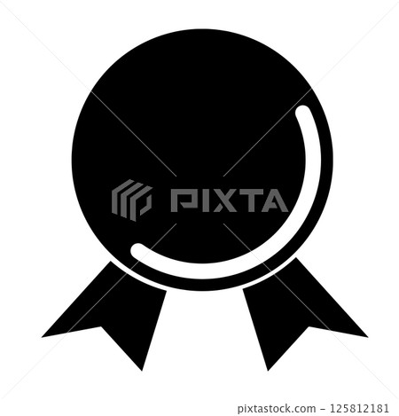 Medal icon with ribbon - black Medal icon with ribbon - black 125812181