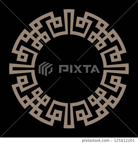 Oriental vector ornament in the style of baroque. Traditional classic pattern with golden elements. Round frame with greek key meanders. Circular Celtic Geometric frame in the form of circular pattern 125812201