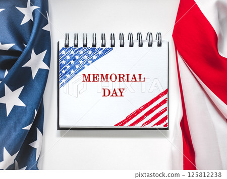 Memorial Day. American Flag and congratulatory inscription Memorial Day. American Flag and congratulatory inscription 125812238