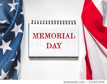 Memorial Day. American Flag and congratulatory inscription Memorial Day. American Flag and congratulatory inscription 125812240