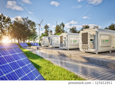 Group of energy storage systems or battery container units 125812951