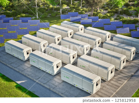 Group of energy storage systems or battery container units 125812958