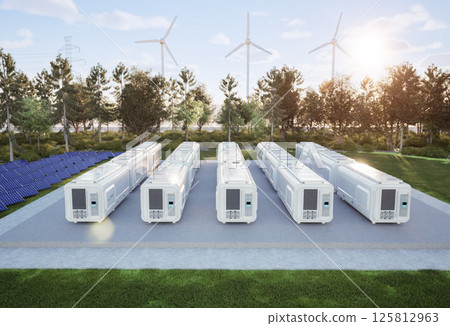 Group of energy storage systems or battery container units Group of energy storage systems or battery container units 125812963