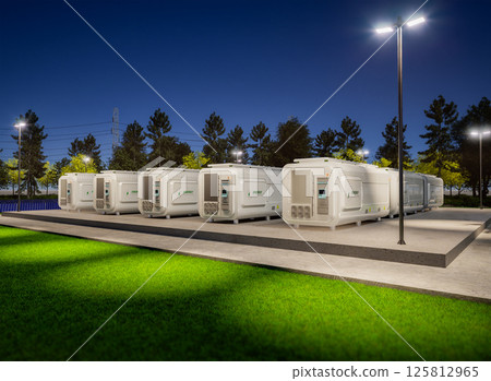 Group of energy storage systems or battery container units 125812965
