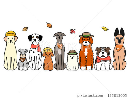 Cartoon, dog, row, fashion, autumn 125813005